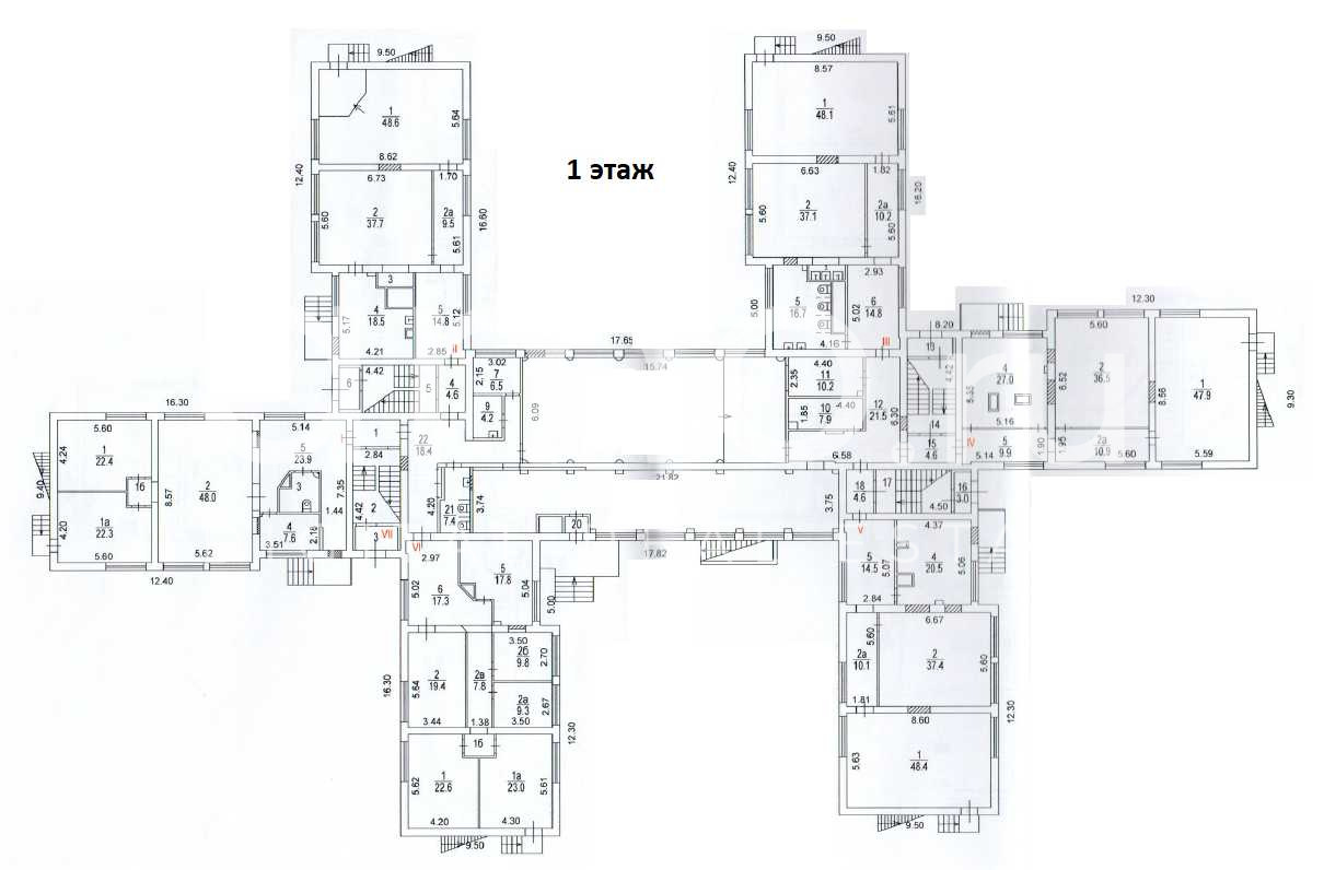 Планировка офиса 3330.4 м², 1 этаж, Административное здание «г Москва, Бусиновская Горка ул., 5»